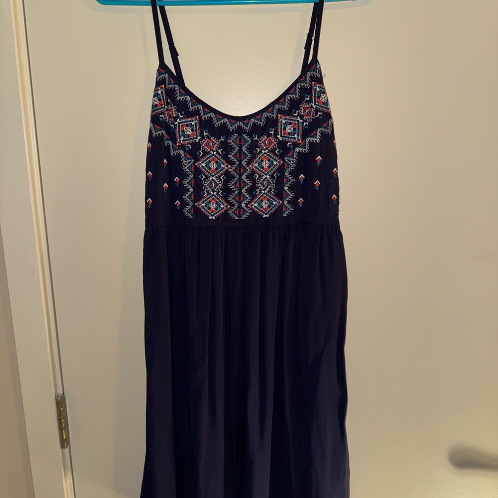Deep Navy Blue Sleeveless Sundress with Spaghetti Straps for Casual Wear